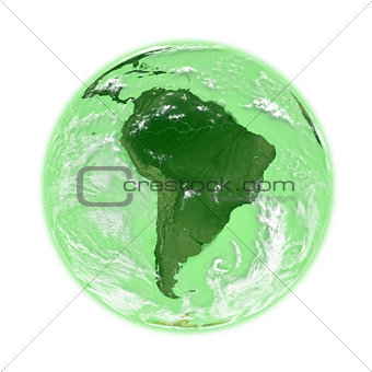 South America on green Earth