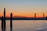 Sunset Over I-5 Columbia River Crossing Bridge