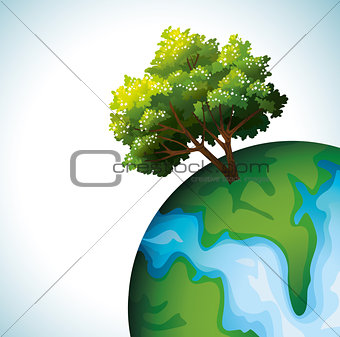 Green tree and globe.