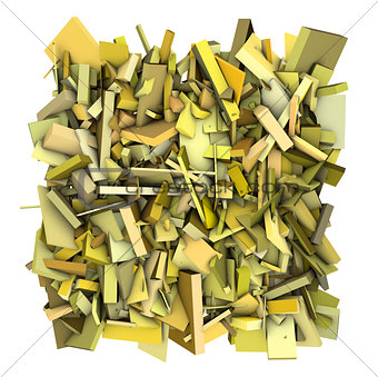 3d yellow abstract fragmented pattern backdrop 