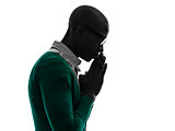african black man thinking pensive  praying silhouette