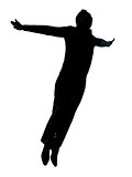 one business man jumping flying wellness silhouette