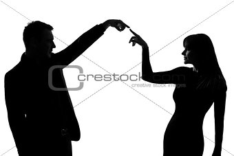 one couple man and woman expressing communication gesture concep