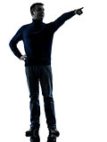 man pointing finger silhouette full length