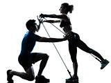 man woman exercising gymstick workout fitness