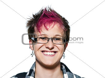 Close-up portrait of cool smiling woman