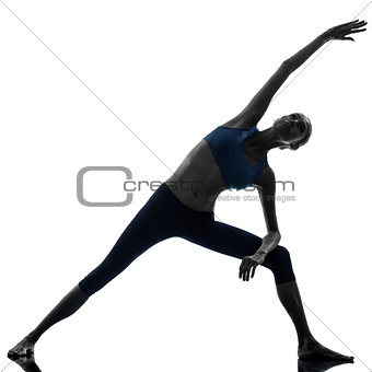 woman exercising stretching triangle pose yoga