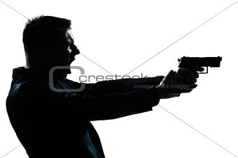 silhouette man portrait with gun