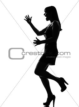 stylish silhouette woman happy welcoming surprised 