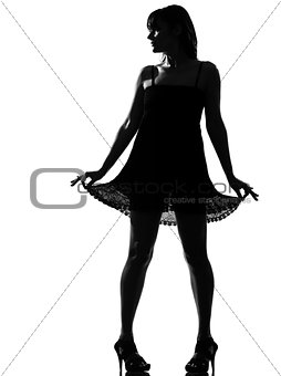 stylish silhouette woman with summer dress 