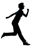one young teenager girl silhouette happy running