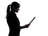business woman computer computing  digital tablet silhouette