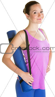 Lady Carrying Yoga Mat