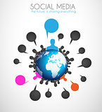 Worldwide communication and social media concept art. 