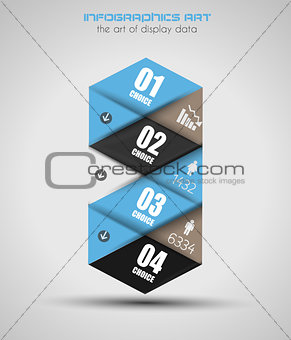 Infographic design template with paper tags. 