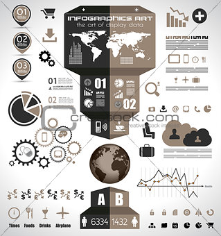 Infographic elements - set of paper tags, technology icons...
