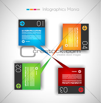 Infographic design template with paper tags.