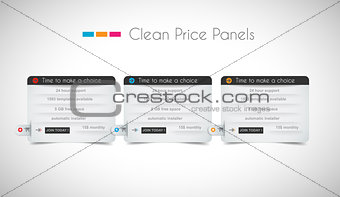 Web price shop panel with space for text and buy now button