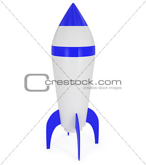 Blue Space Rocket isolated on white