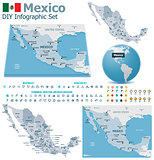 United Mexican States maps with markers
