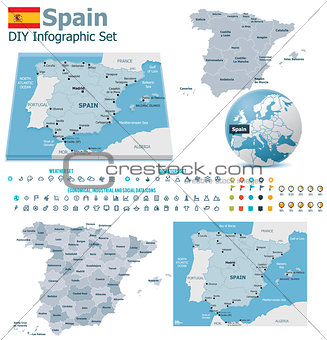 Spain maps with markers