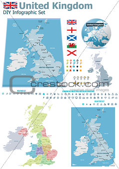 United Kingdom maps with markers