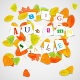 Big autumn sale with colorful leaves