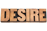 desire word in wood type