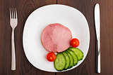 Slice of delicious ham on plate