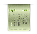Glossy calendar for april 2014 on leather texture. Sundays first