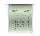 Glossy calendar for march 2013 on leather texture. Sundays first