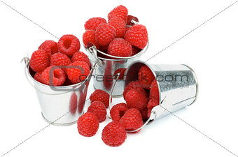 Buckets with Raspberries