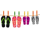 Family flip flops with rope and clothespins