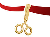 golden scissors and ribbon