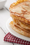 closeup of fresh pancakes on plate