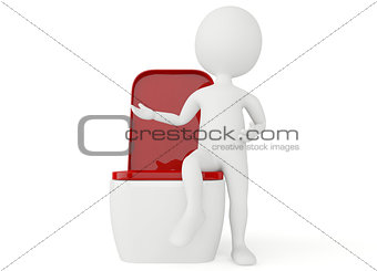 3d humanoid character with a toilet