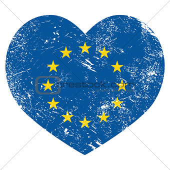 EU, I love European Union heart retro flag