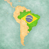 Map of South America - Brazil (Vintage Series)