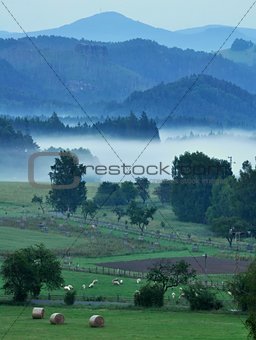 Evening Landscape in the mist