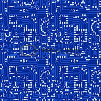Blue electronic circuit board with gray solder vector seamless p