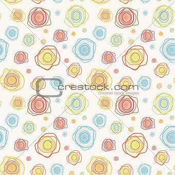 Abstract vintage vector seamless pattern - color curves circles