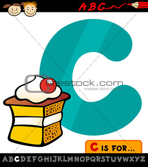letter c with cake cartoon illustration