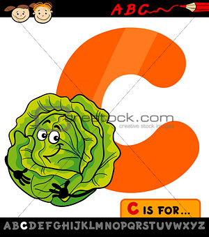 letter c with cabbage cartoon illustration