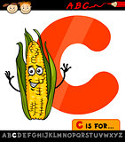 letter c with corn cartoon illustration
