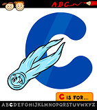 letter c with comet cartoon illustration