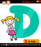 letter d with doll cartoon illustration