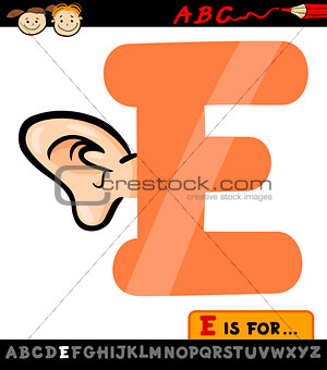 letter e with ear cartoon illustration