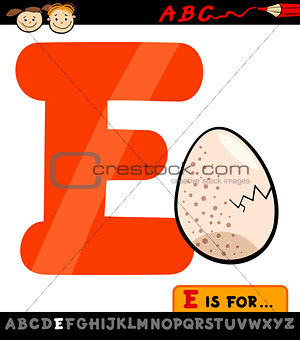 letter e with egg cartoon illustration