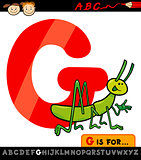 letter g with grasshopper cartoon illustration