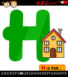 letter h with house cartoon illustration